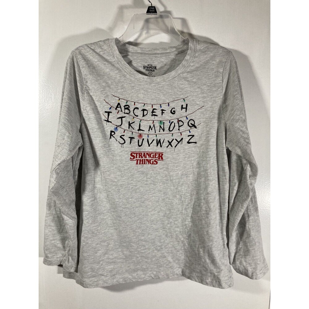 Stranger Things Long Sleeved Graphic Tee T-Shirt (L) • Gray • Netflix